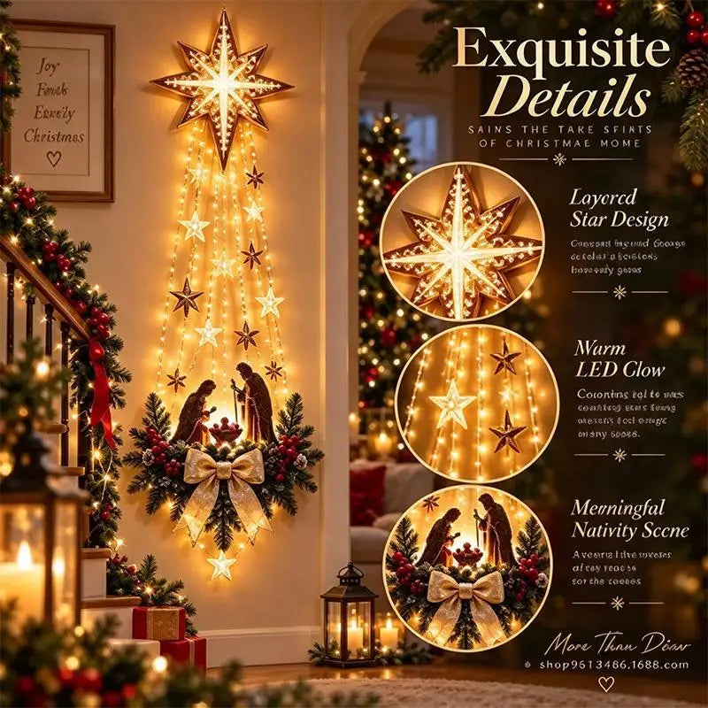 Christmas Magic Trail Wall Light-LED Glowing Christmas Scene Wall Decoration,Santa Sleigh Reindeer Hanging Decoration For Party
