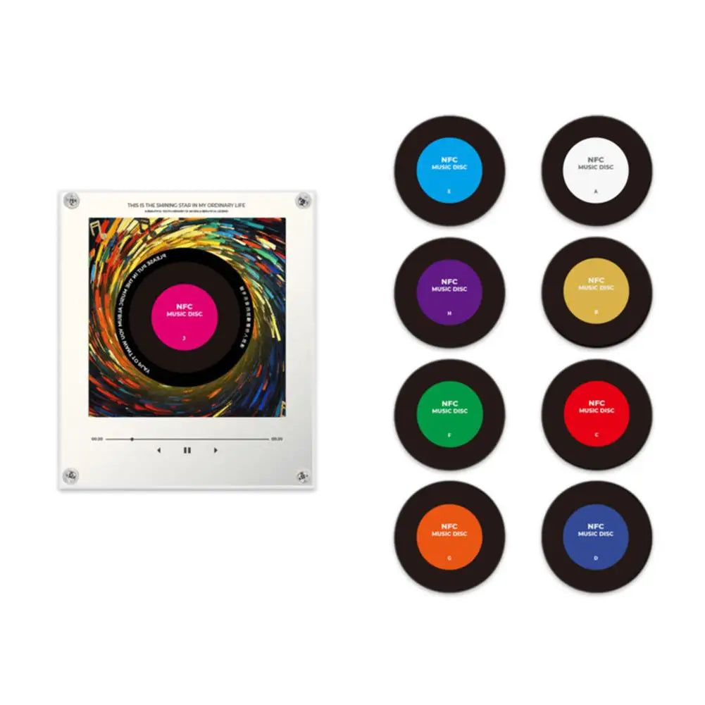 Christmas Music Box Refrigerator Magnet Ambient Night Light Acrylic Music Player With 9 Replaceable Discs Fridge Ornament