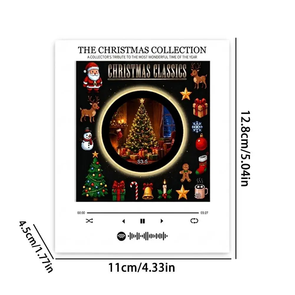 Christmas Music Box Refrigerator Magnet Ambient Night Light Acrylic Music Player With 9 Replaceable Discs Fridge Ornament