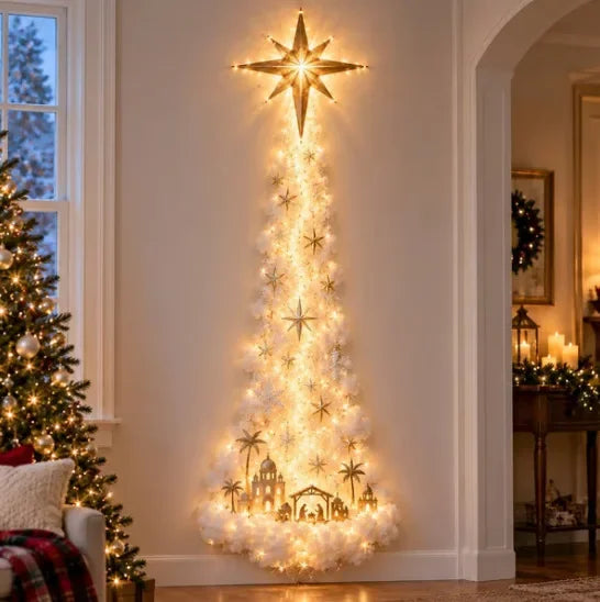 Christmas Magic Trail Wall Light-LED Glowing Christmas Scene Wall Decoration,Santa Sleigh Reindeer Hanging Decoration for Party