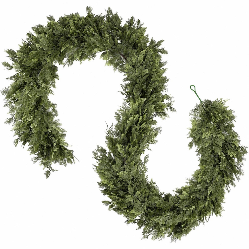 Christmas Artificial Cedar Garland Artificial Greenery Garland for Fireplace Table Indoor Outdoor Home Xmas Holiday Decoration