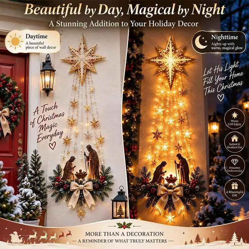Christmas Magic Trail Wall Light-LED Glowing Christmas Scene Wall Decoration,Santa Sleigh Reindeer Hanging Decoration For Party