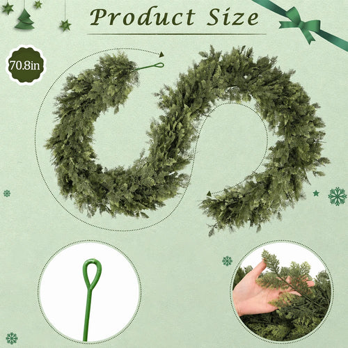 Christmas Artificial Cedar Garland Artificial Greenery Garland for Fireplace Table Indoor Outdoor Home Xmas Holiday Decoration